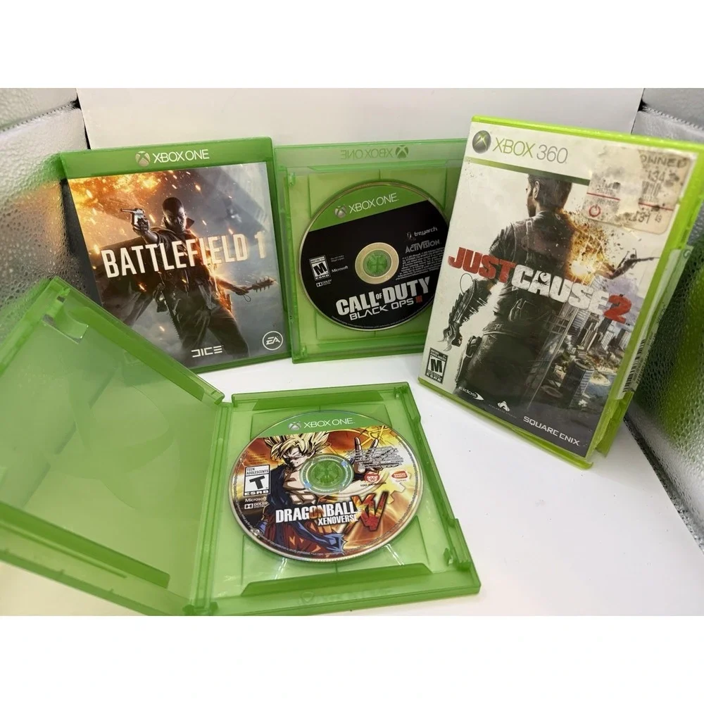 Lot of 4 Xbox One & Xbox 360 Games – Battlefield, COD, Dragon Ball, Just Cause 2